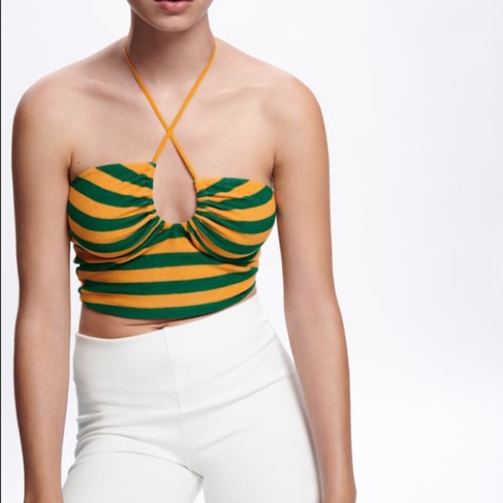 Zara Terry Cloth Halter Crop Top